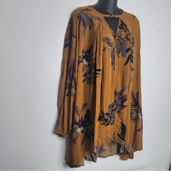 Free People Mustard Floral Long Sleeve Dress - Picture 3 of 4